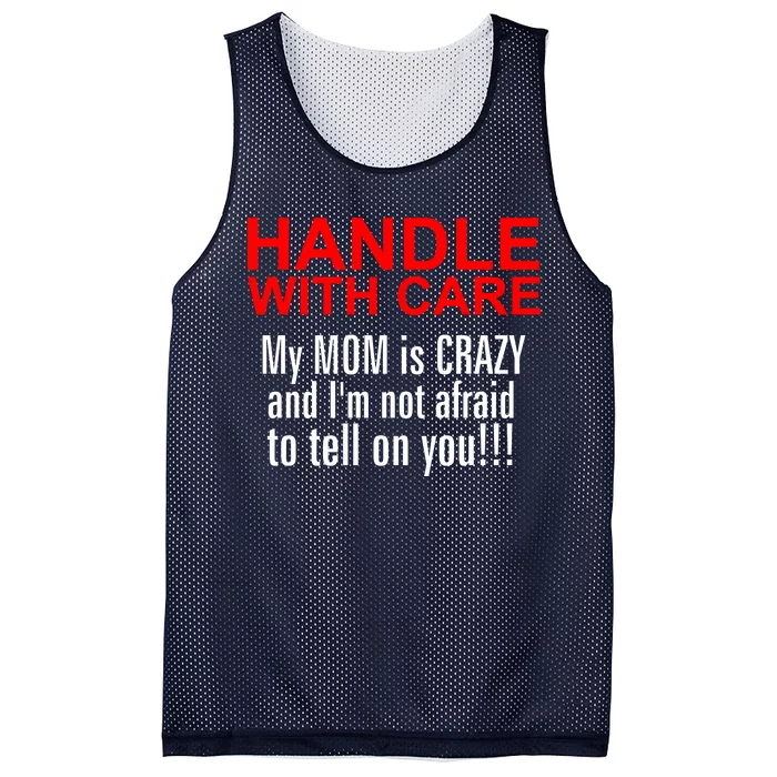 Crazy Mom - Handle With Care Funny Mesh Reversible Basketball Jersey Tank