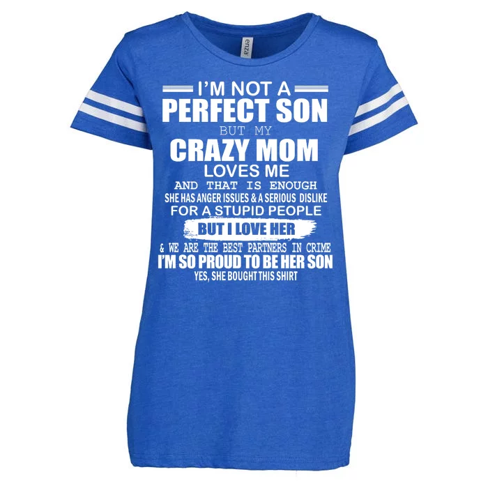 Crazy Mom And Perfect Son Funny Quote Enza Ladies Jersey Football T-Shirt