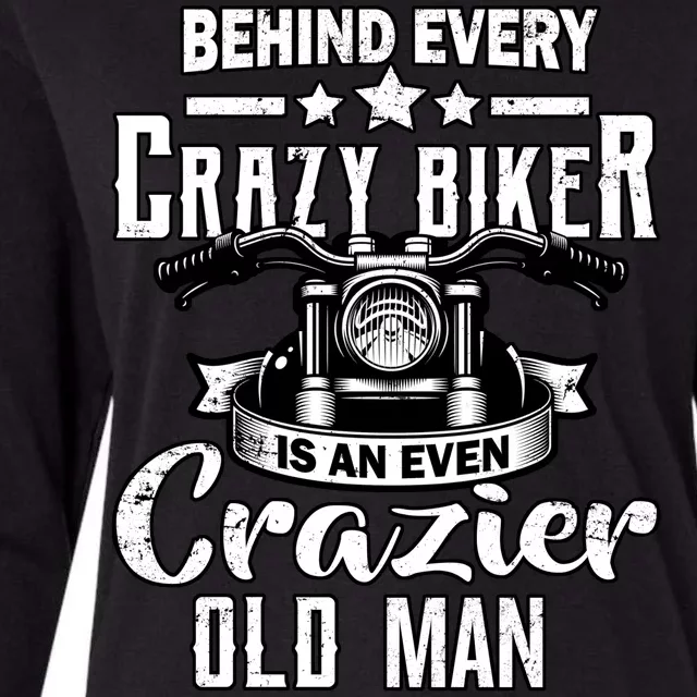 Crazy Old Biker Man Womens Cotton Relaxed Long Sleeve T-Shirt