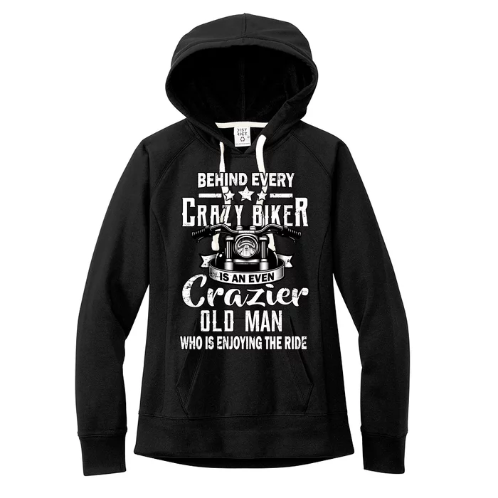 Crazy Old Biker Man Women's Fleece Hoodie