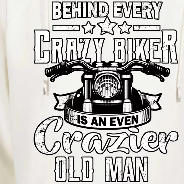 Crazy Old Biker Man Womens Funnel Neck Pullover Hood