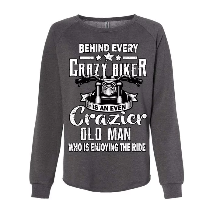 Crazy Old Biker Man Womens California Wash Sweatshirt