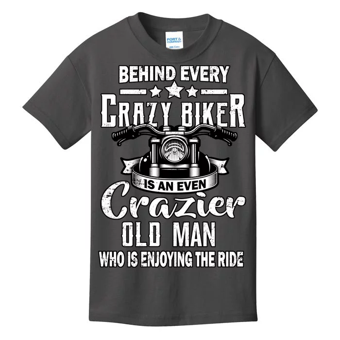 Crazy Old Biker Man Kids T-Shirt