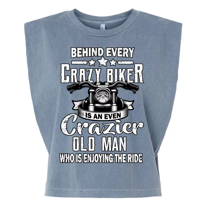 Crazy Old Biker Man Garment-Dyed Women's Muscle Tee