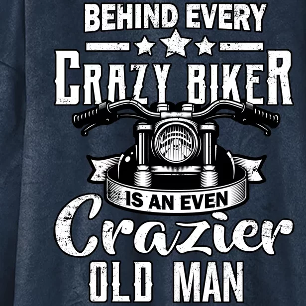 Crazy Old Biker Man Hooded Wearable Blanket