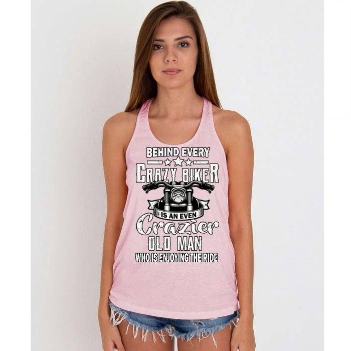 Crazy Old Biker Man Women's Knotted Racerback Tank