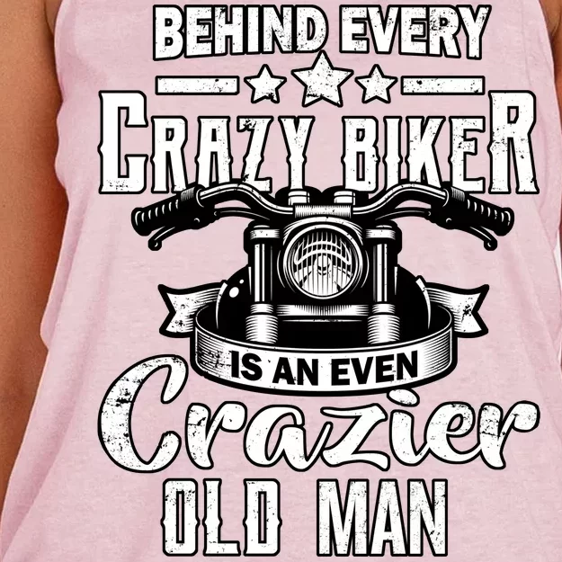 Crazy Old Biker Man Women's Knotted Racerback Tank