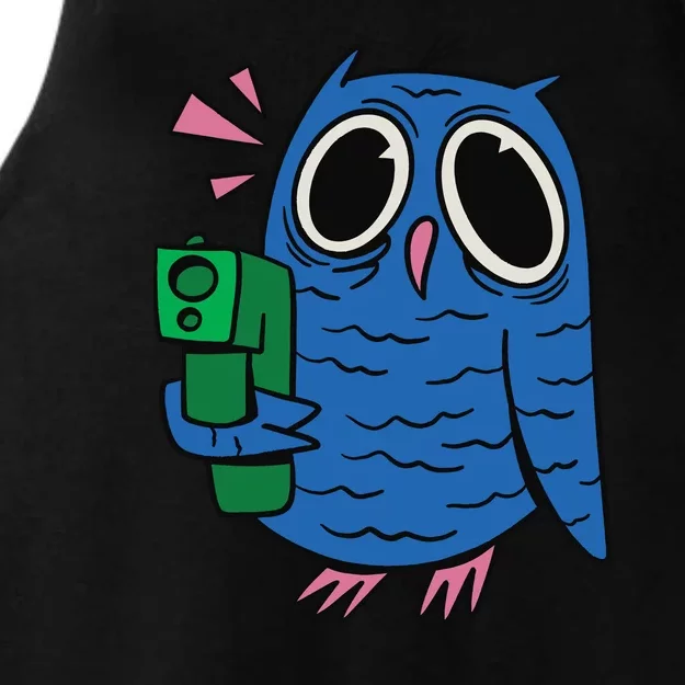 Crazy Owl Gun Ladies Tri-Blend Wicking Tank