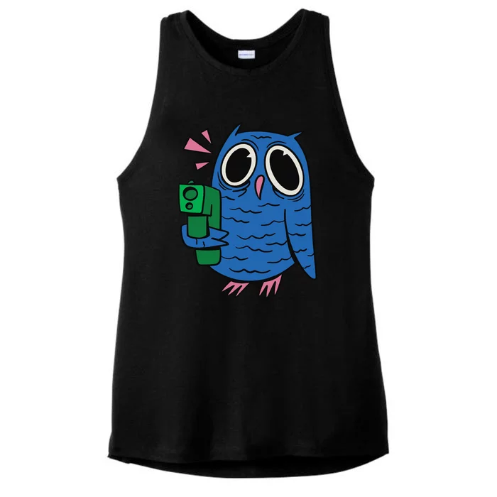 Crazy Owl Gun Ladies Tri-Blend Wicking Tank