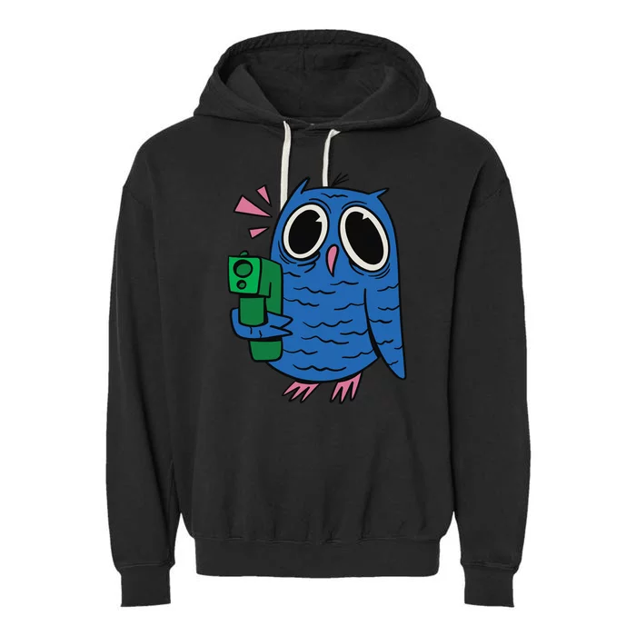 Crazy Owl Gun Garment-Dyed Fleece Hoodie