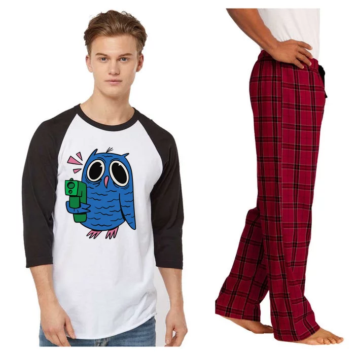 Crazy Owl Gun Raglan Sleeve Pajama Set