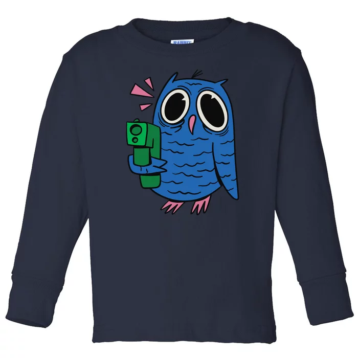 Crazy Owl Gun Toddler Long Sleeve Shirt