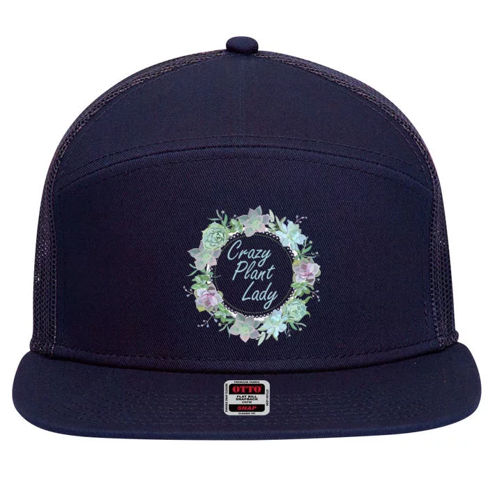 Crazy Plant Lady Floral Logo 7 Panel Mesh Trucker Snapback Hat