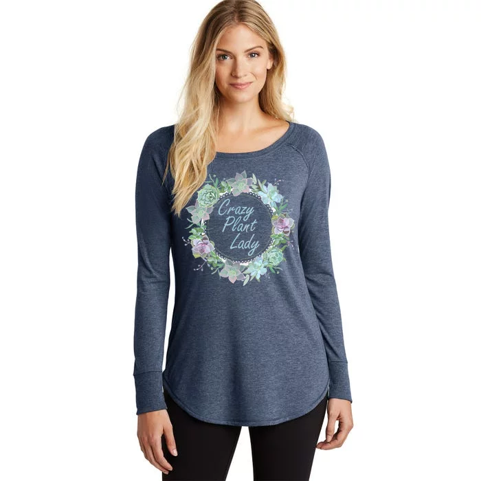 Crazy Plant Lady Floral Logo Women's Perfect Tri Tunic Long Sleeve Shirt