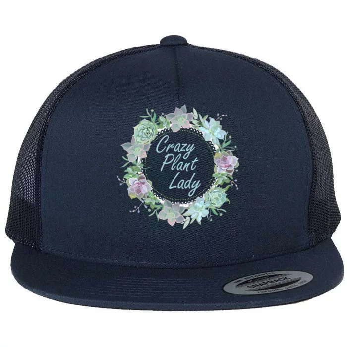 Crazy Plant Lady Floral Logo Flat Bill Trucker Hat