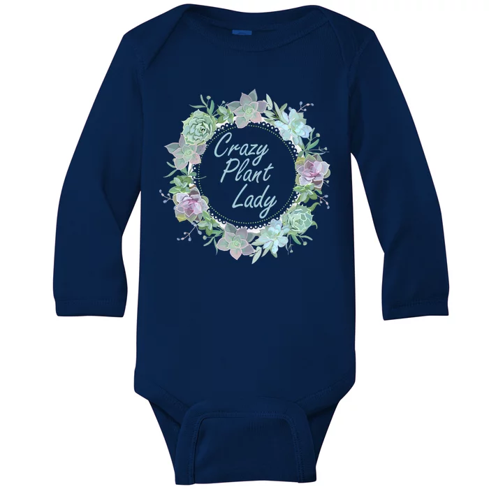 Crazy Plant Lady Floral Logo Baby Long Sleeve Bodysuit