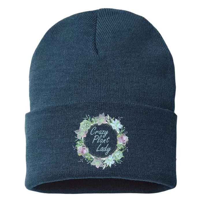 Crazy Plant Lady Floral Logo Sustainable Knit Beanie