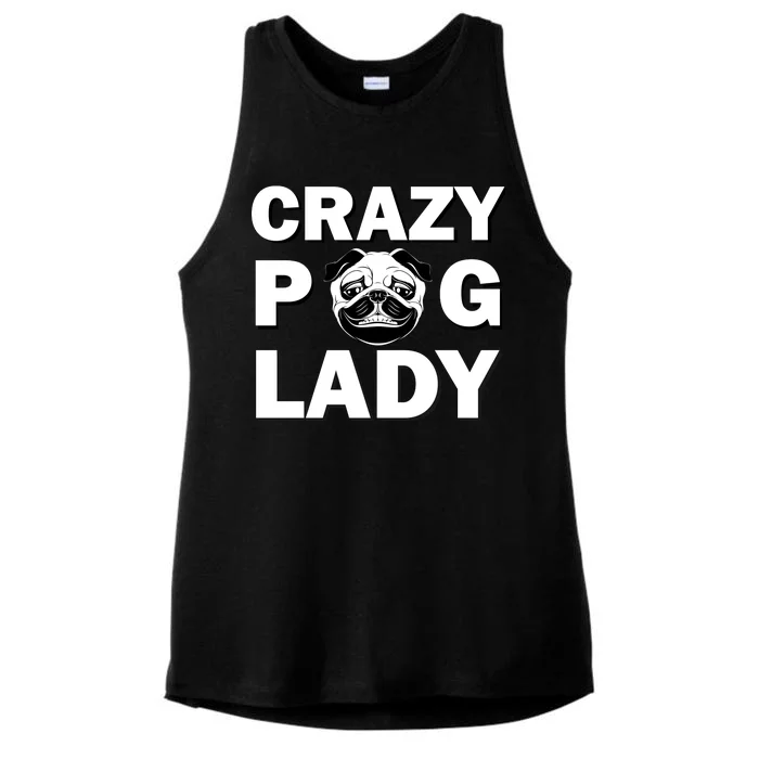 Crazy Pug Lady Ladies Tri-Blend Wicking Tank