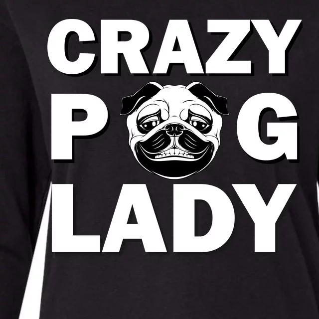 Crazy Pug Lady Womens Cotton Relaxed Long Sleeve T-Shirt