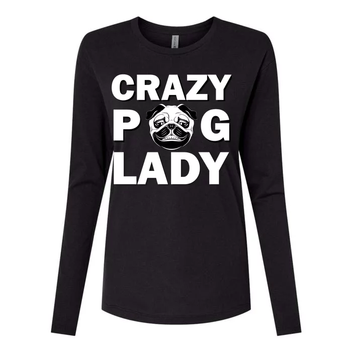 Crazy Pug Lady Womens Cotton Relaxed Long Sleeve T-Shirt