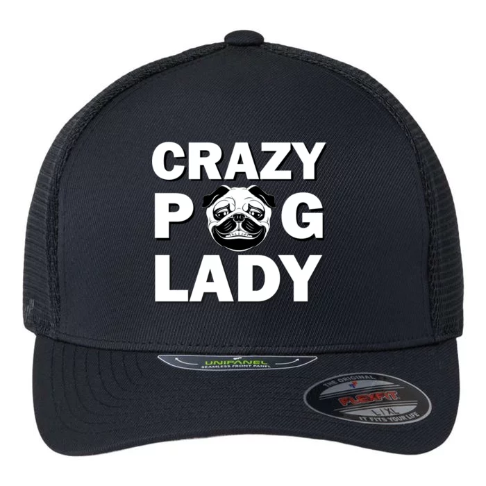 Crazy Pug Lady Flexfit Unipanel Trucker Cap