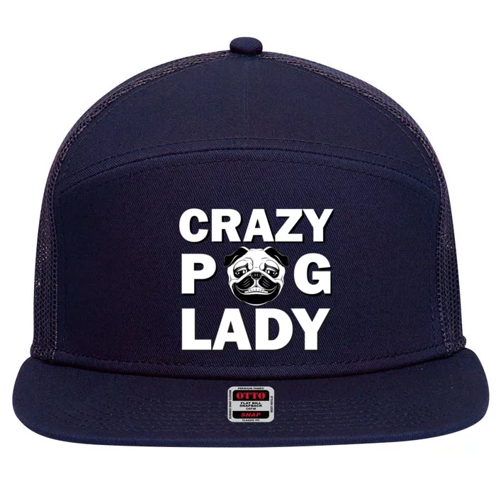 Crazy Pug Lady 7 Panel Mesh Trucker Snapback Hat