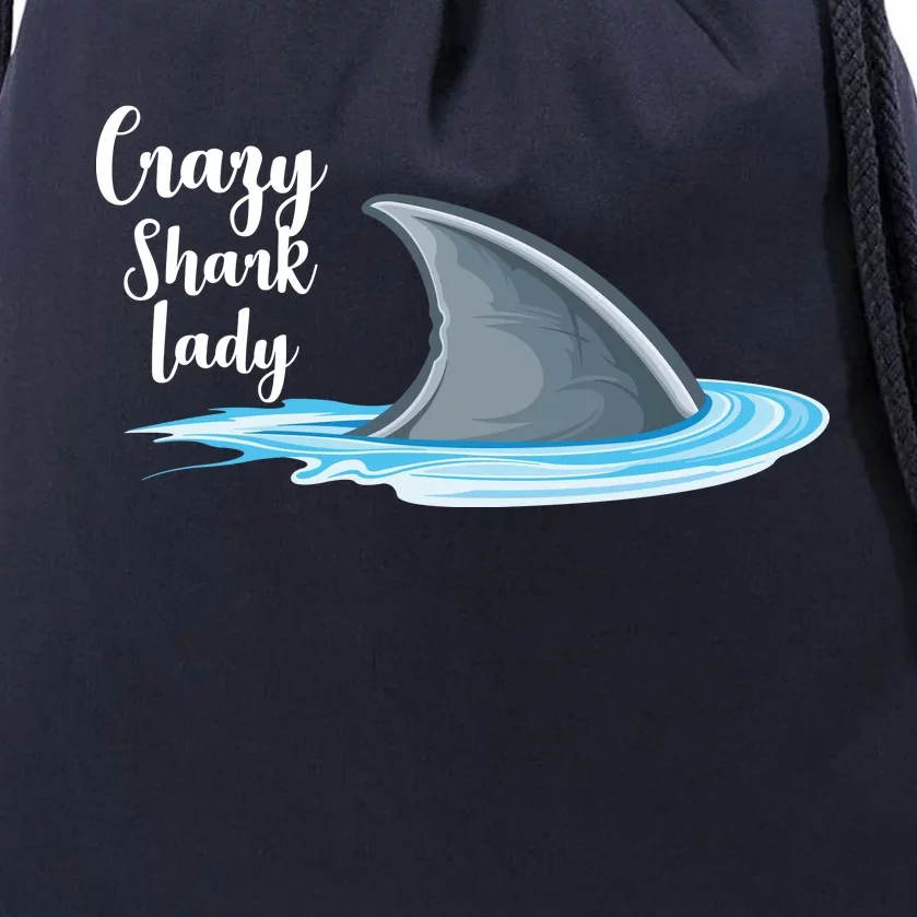 Crazy Shark Lady Drawstring Bag