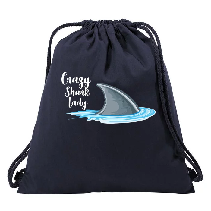 Crazy Shark Lady Drawstring Bag