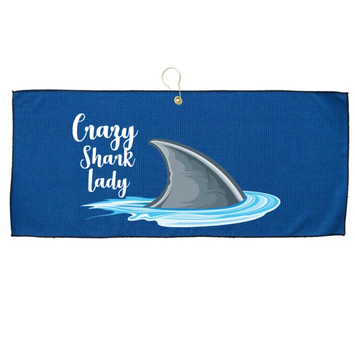 Crazy Shark Lady Large Microfiber Waffle Golf Towel