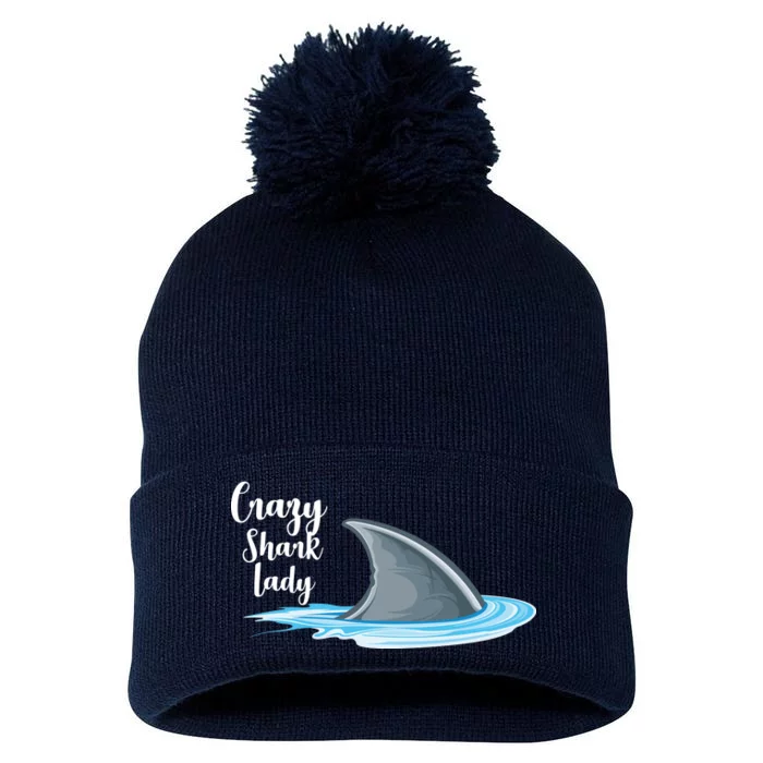 Crazy Shark Lady Pom Pom 12in Knit Beanie