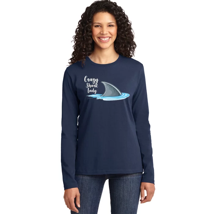 Crazy Shark Lady Ladies Long Sleeve Shirt