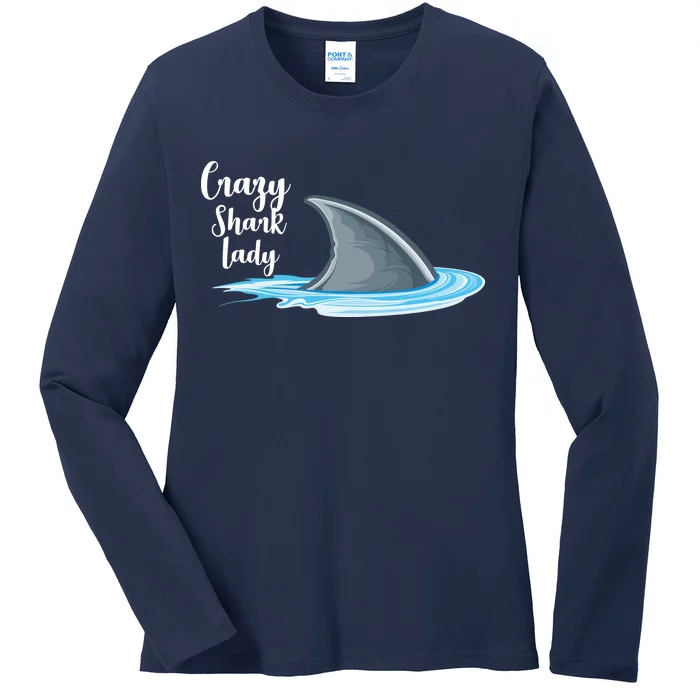 Crazy Shark Lady Ladies Long Sleeve Shirt