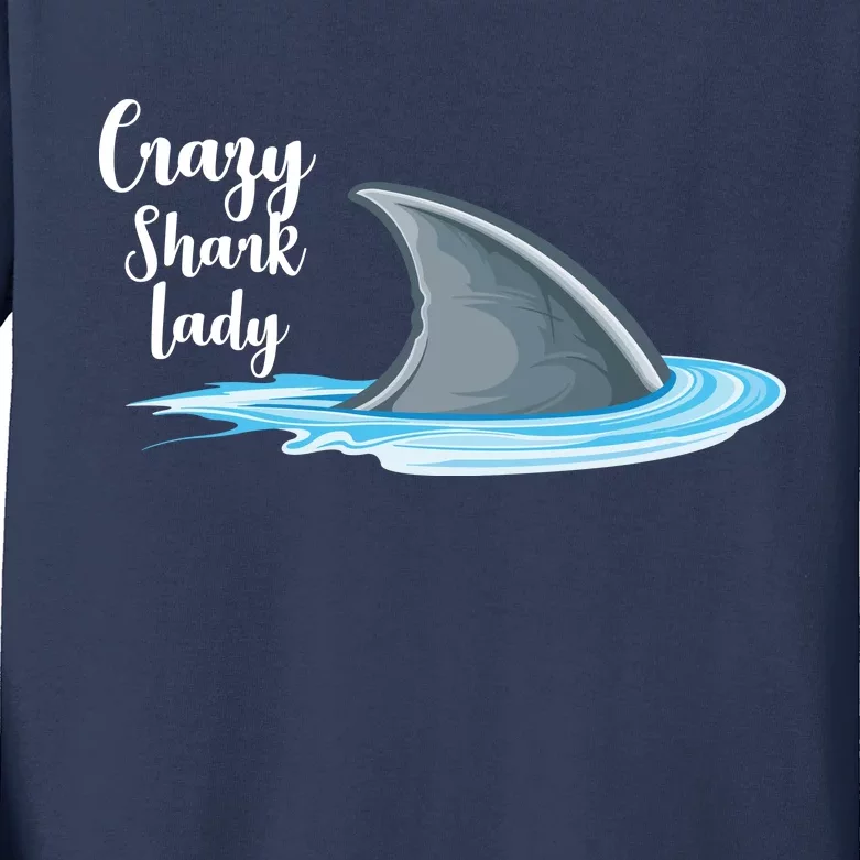 Crazy Shark Lady Kids Long Sleeve Shirt