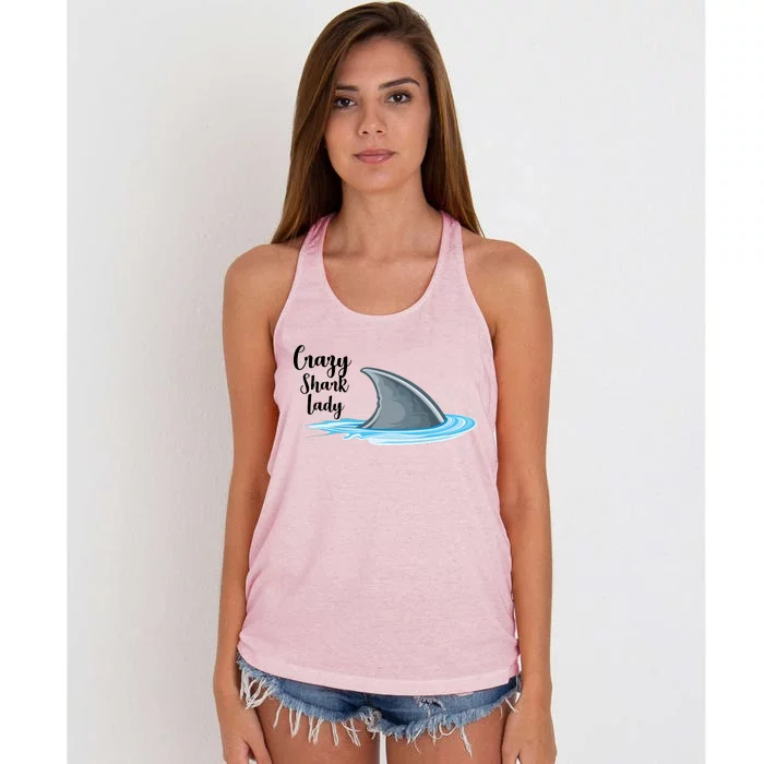 Crazy Shark Lady Women's Knotted Racerback Tank