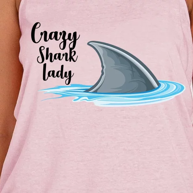 Crazy Shark Lady Women's Knotted Racerback Tank