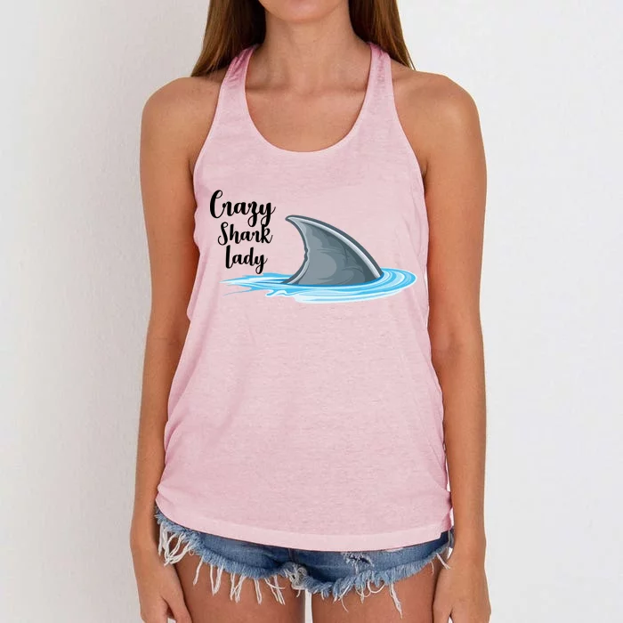 Crazy Shark Lady Women's Knotted Racerback Tank