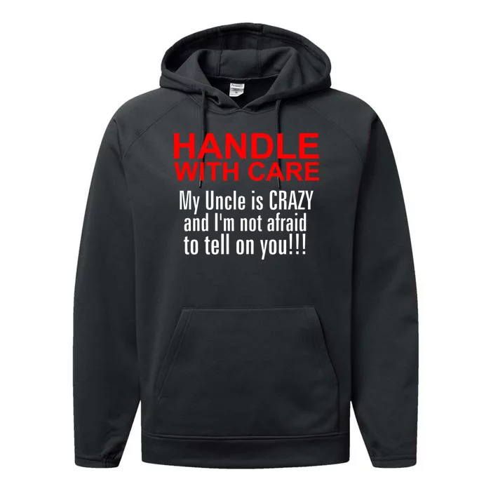 Crazy Uncle - Handle With Care Funny Performance Fleece Hoodie