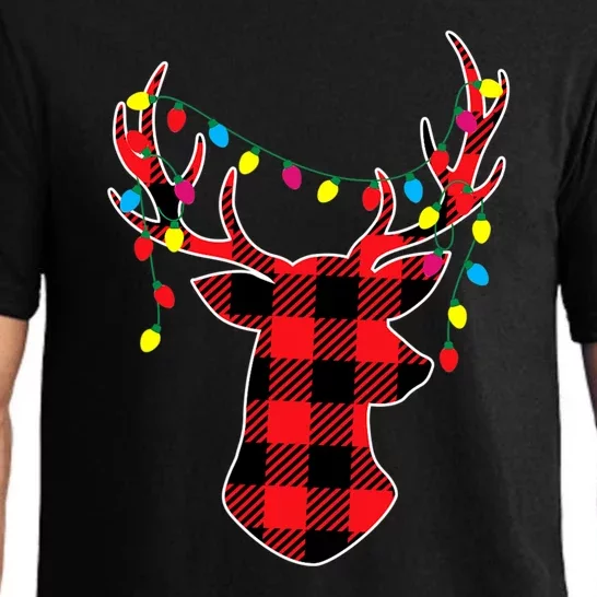 Classic Red & Black Christmas Buffalo Plaid Deer Pajama Set