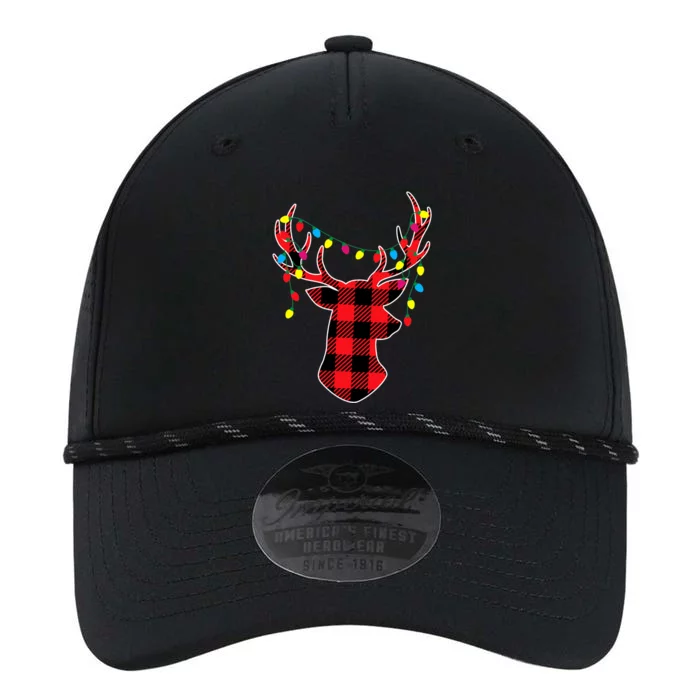 Classic Red & Black Christmas Buffalo Plaid Deer Performance The Dyno Cap