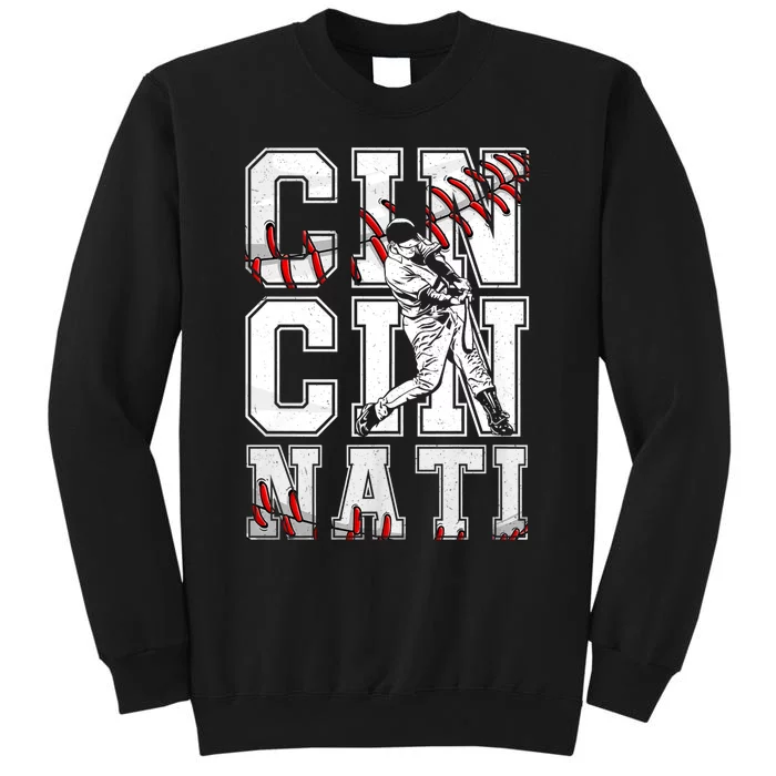 Cincinnati Retro Baseball Lover Met At Game Day Tall Sweatshirt