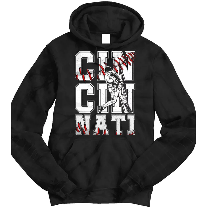 Cincinnati Retro Baseball Lover Met At Game Day Tie Dye Hoodie