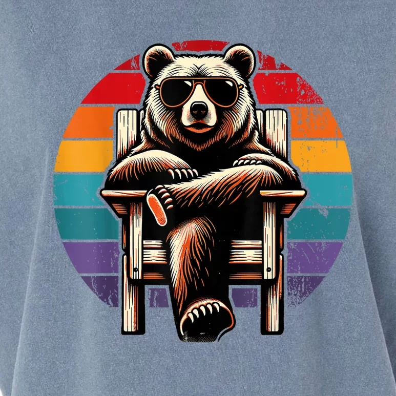 Cool Retro Bear In Sunglasses 70s 80s 90s Novelty Funny Bear Garment-Dyed Women's Muscle Tee