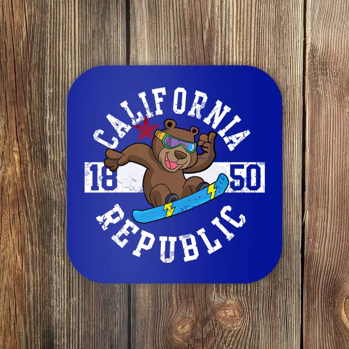 California Republic Bear Snowboarder Snowboarding Snowboard Cute Gift Coaster