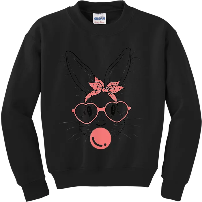 Cute Rabbit Bunny Blowing Bubble Gum Easter Day Kids Sweatshirt