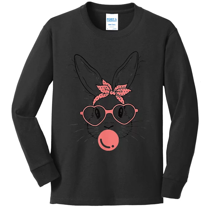 Cute Rabbit Bunny Blowing Bubble Gum Easter Day Kids Long Sleeve Shirt