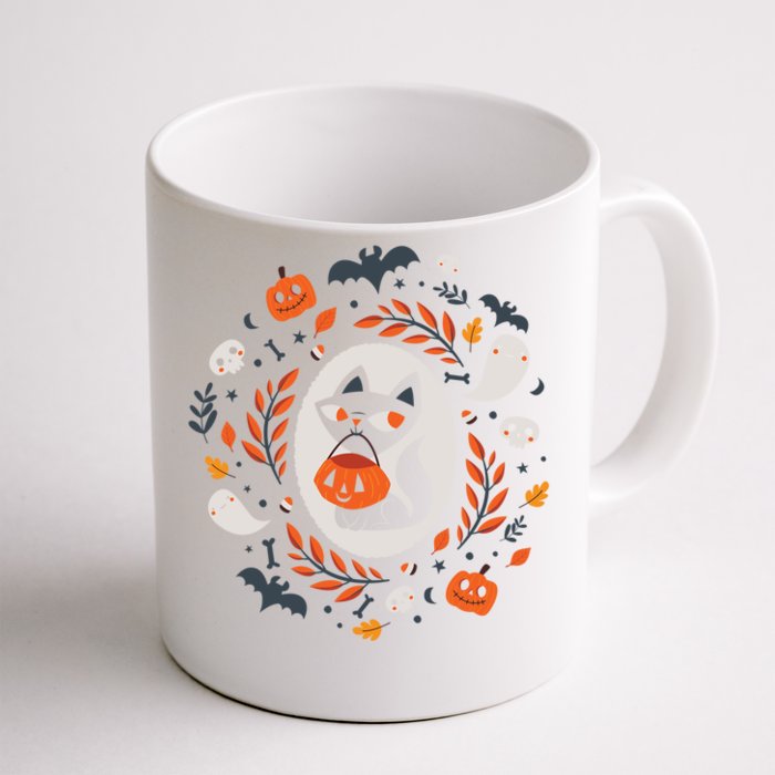 Cute Retro Black Cat Fall Halloween Cool Gift Front & Back Coffee Mug