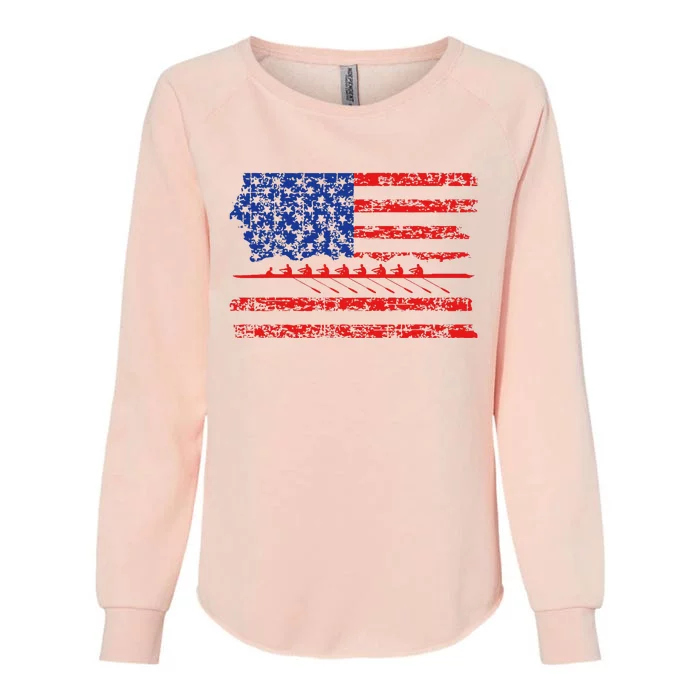 Crew Rowing Boat Oars Us American Flag Womens California Wash Sweatshirt