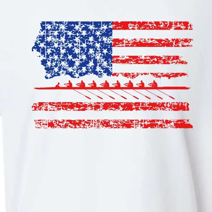 Crew Rowing Boat Oars Us American Flag Sueded Cloud Jersey T-Shirt