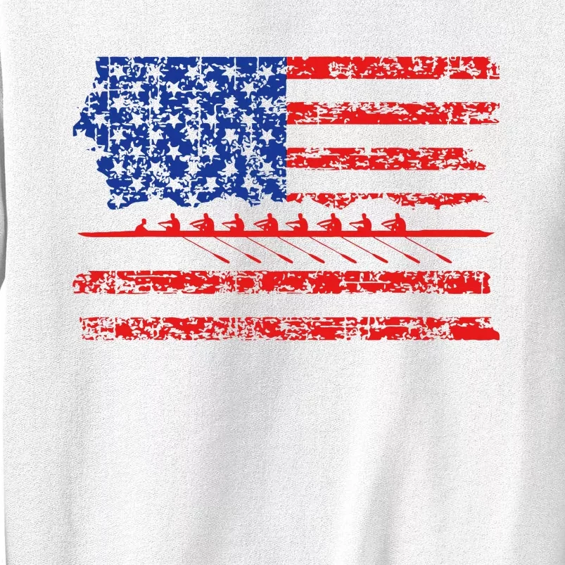 Crew Rowing Boat Oars Us American Flag Sweatshirt