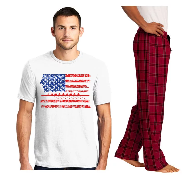 Crew Rowing Boat Oars Us American Flag Pajama Set